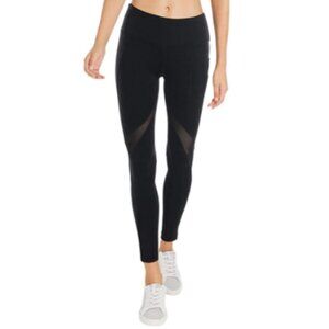 Vina Athletic Leggings Womens L Black Mesh Panels‎ Fitness Running New